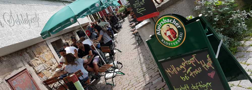 Frau Hopf im Schlo�caf� in T�bingen