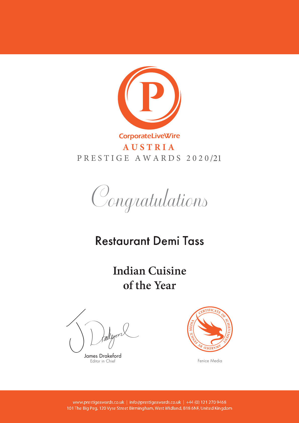 Indian Cuisine of the Year