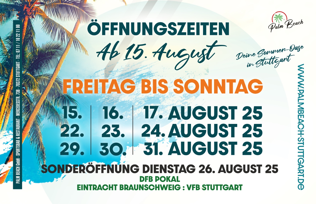 Unsere Sommeröffnungszeiten bis 31.08.2025