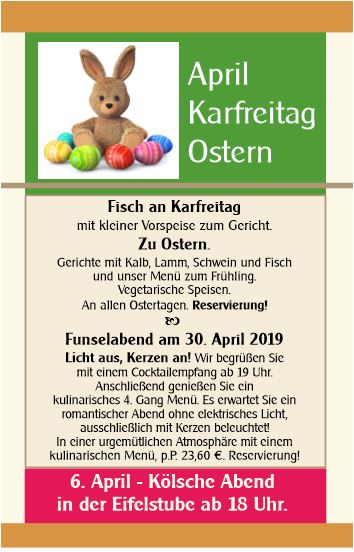 April Aktion in der Eifelstube
