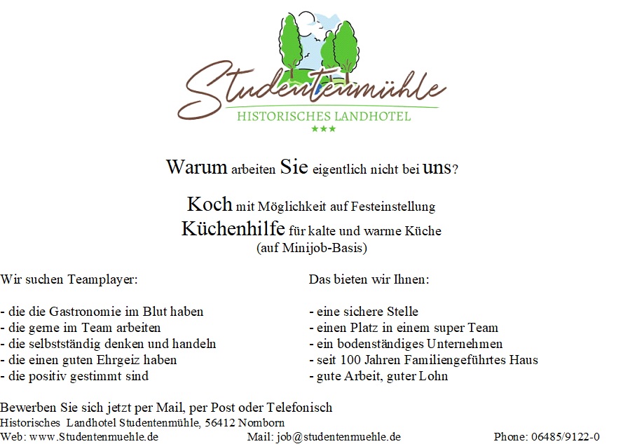 Koch und Küchenhilfe gesucht