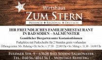Speisekarte Wirtshaus zum Stern in Bad Soden-Salmünster
