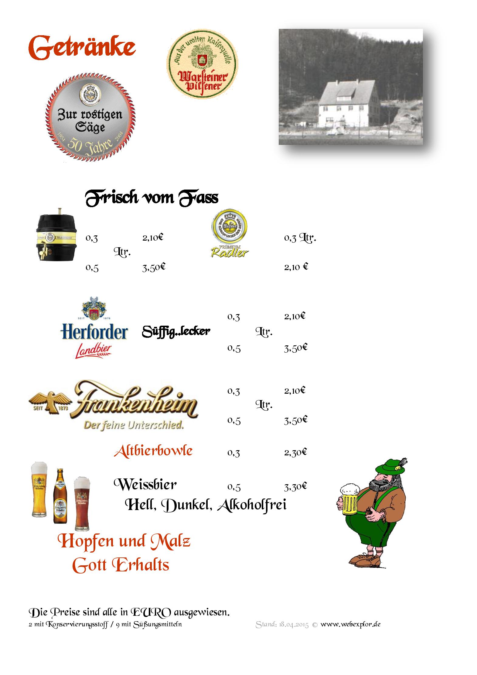 Speisekarte Altes Gasthaus Luig in Warstein, Seite 14