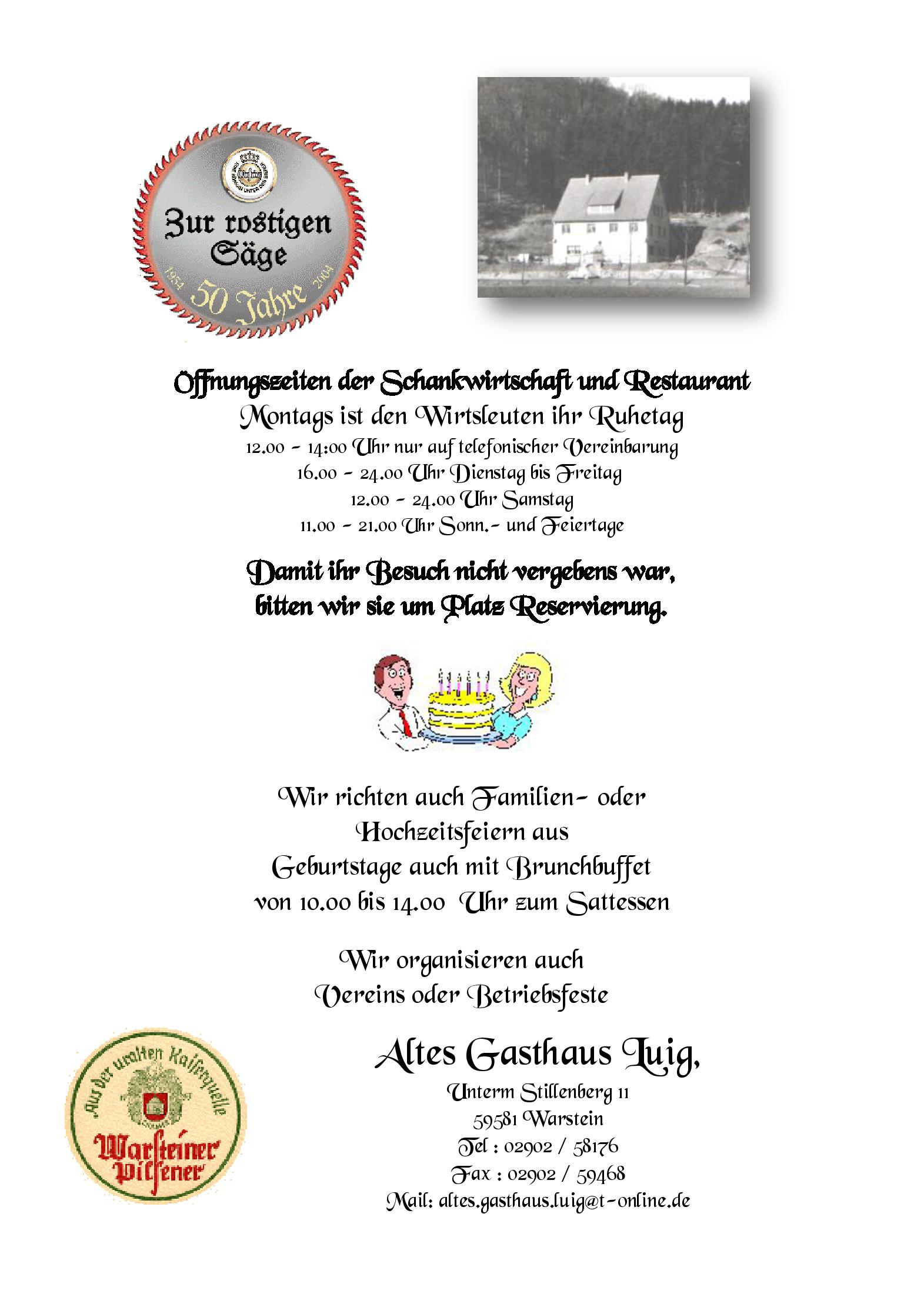 Speisekarte Altes Gasthaus Luig in Warstein, Seite 2