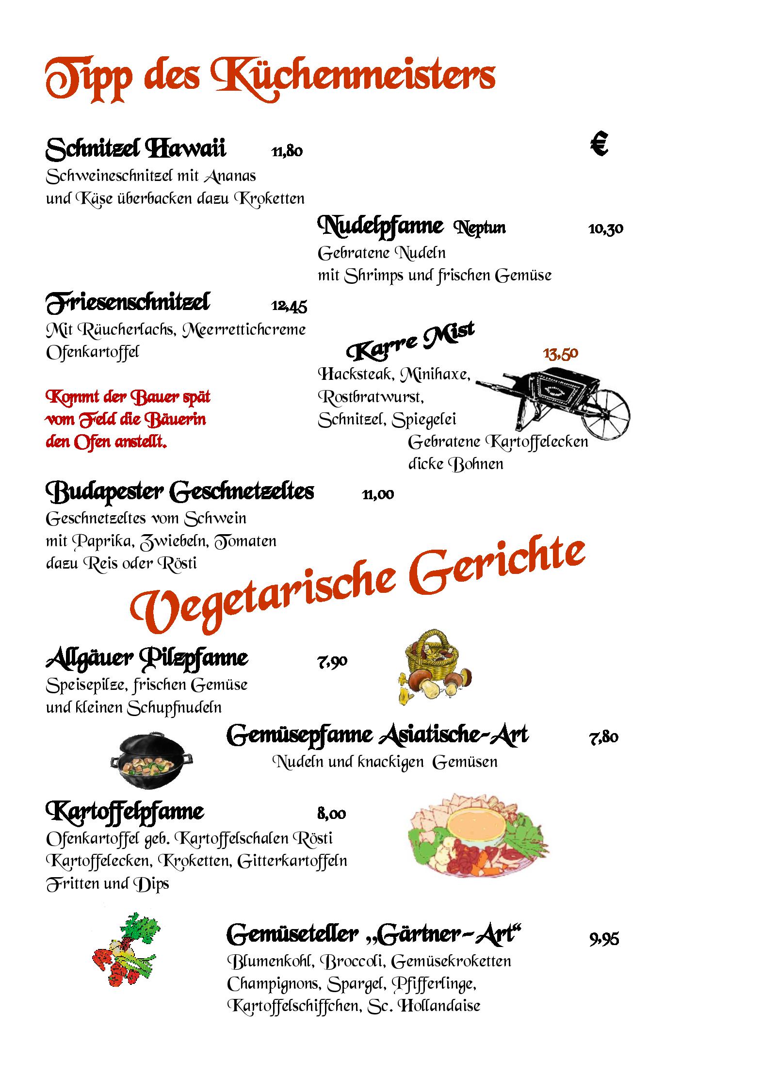 Speisekarte Altes Gasthaus Luig in Warstein, Seite 6