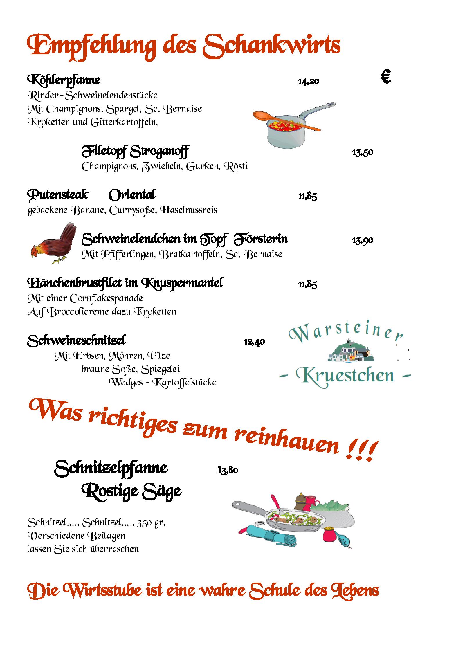 Speisekarte Altes Gasthaus Luig in Warstein, Seite 8