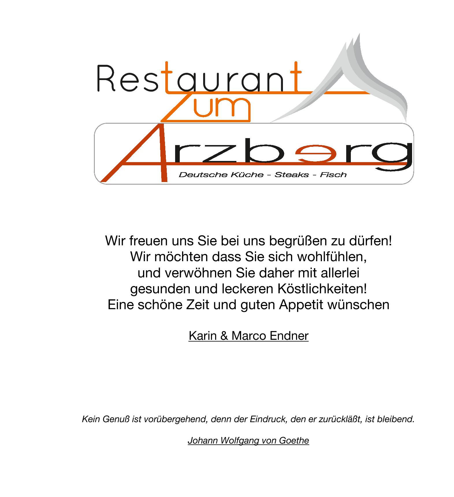 Speisekarte Restaurant Zum Arzberg in Hersbruck, Seite 1