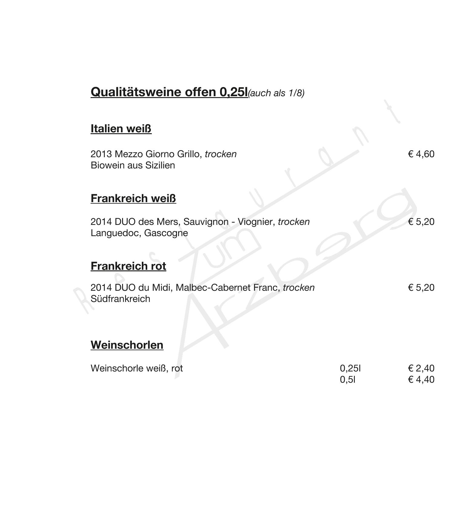 Speisekarte Restaurant Zum Arzberg in Hersbruck, Seite 8