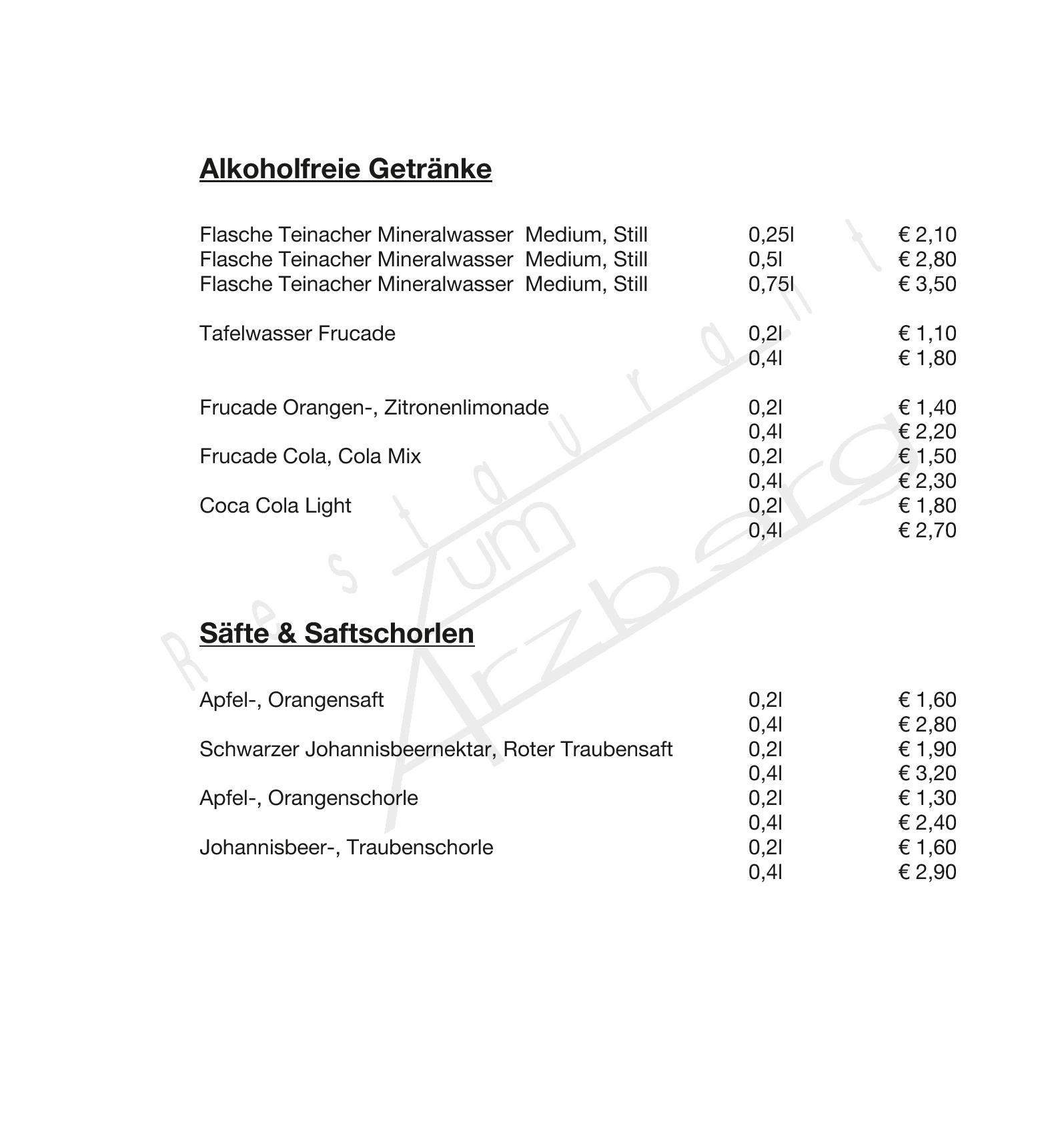Speisekarte Restaurant Zum Arzberg in Hersbruck, Seite 9