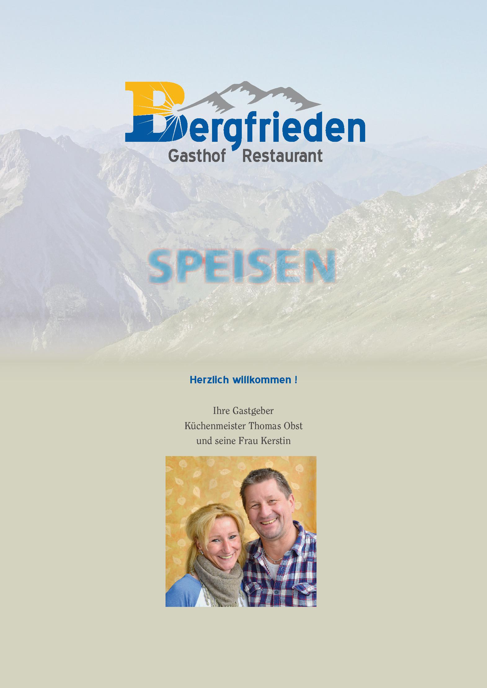 Speisekarte BERGFRIEDEN in Fischen im Allgäu, Seite 1