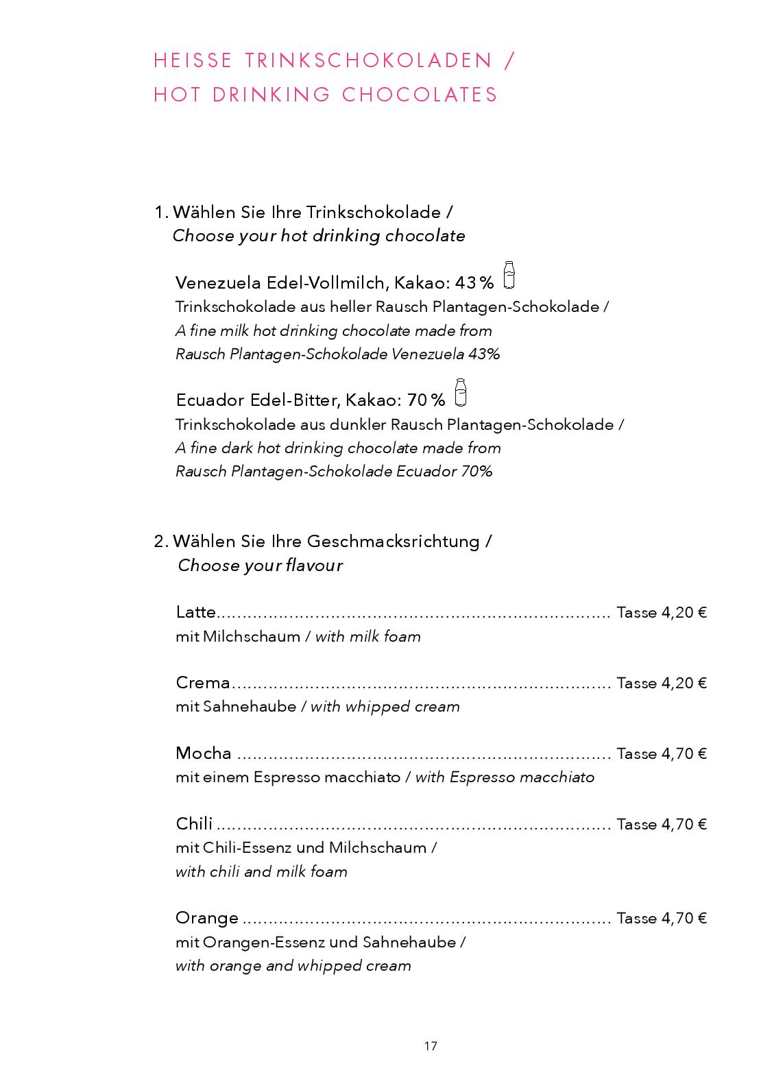 Speisekarte Rausch Schokoladenhaus Berlin in Berlin, Seite 14