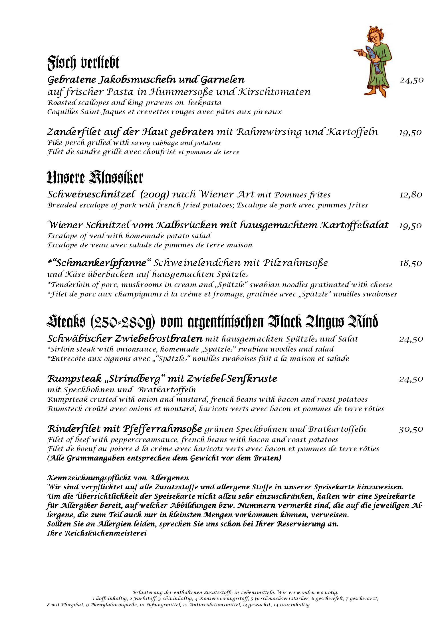 Speisekarte Hotel Reichsküchenmeister -Das Herz von Rothenburg in Rothenburg ob der Tauber, Seite 11