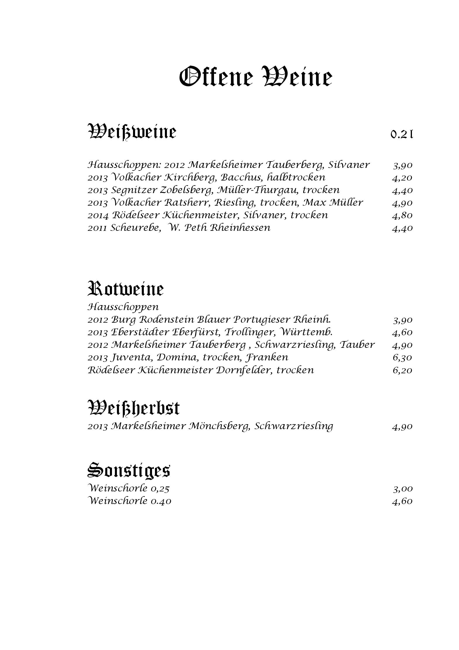 Speisekarte Hotel Reichsküchenmeister -Das Herz von Rothenburg in Rothenburg ob der Tauber, Seite 20