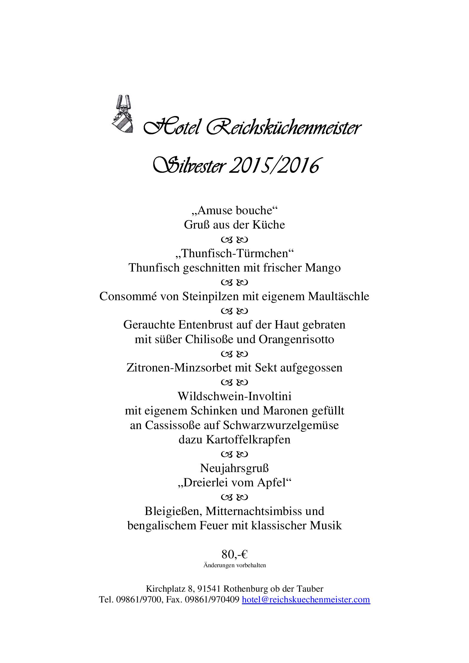Speisekarte Hotel Reichsküchenmeister -Das Herz von Rothenburg in Rothenburg ob der Tauber, Seite 3