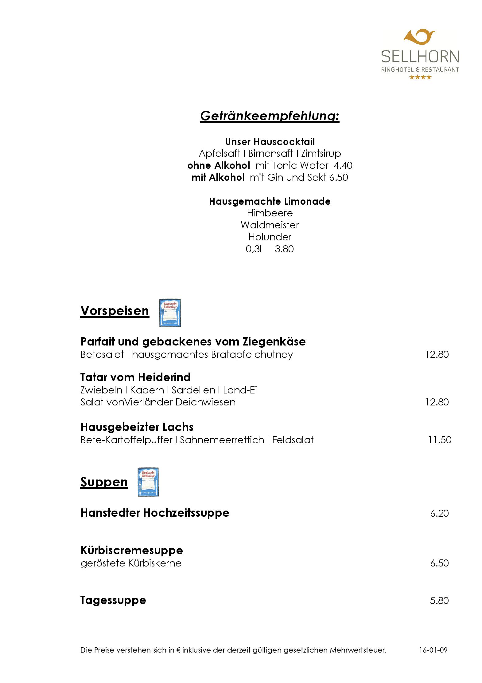 Speisekarte Sellhorn Ringhotel & Restaurant in Hanstedt, Seite 3