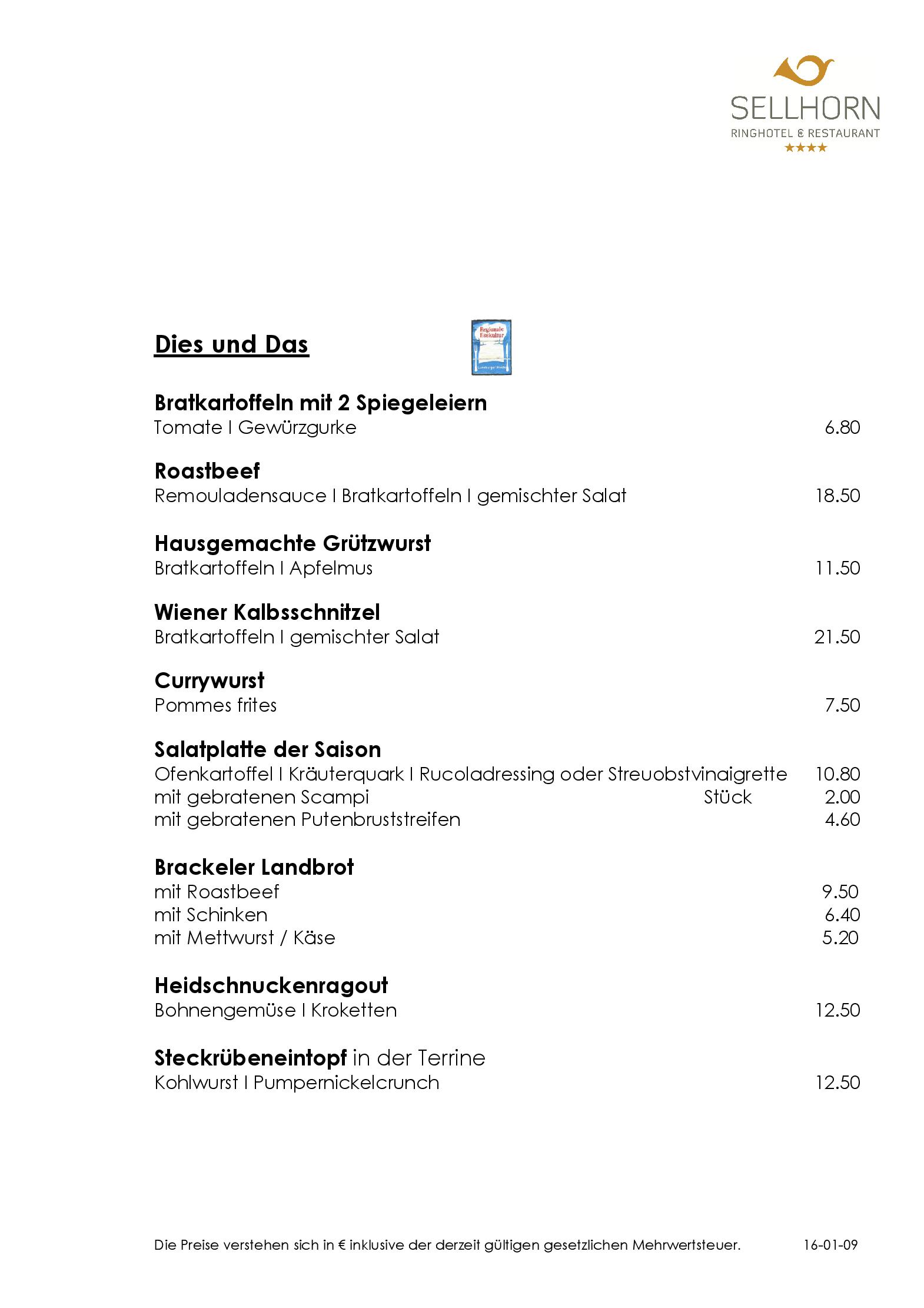 Speisekarte Sellhorn Ringhotel & Restaurant in Hanstedt, Seite 5