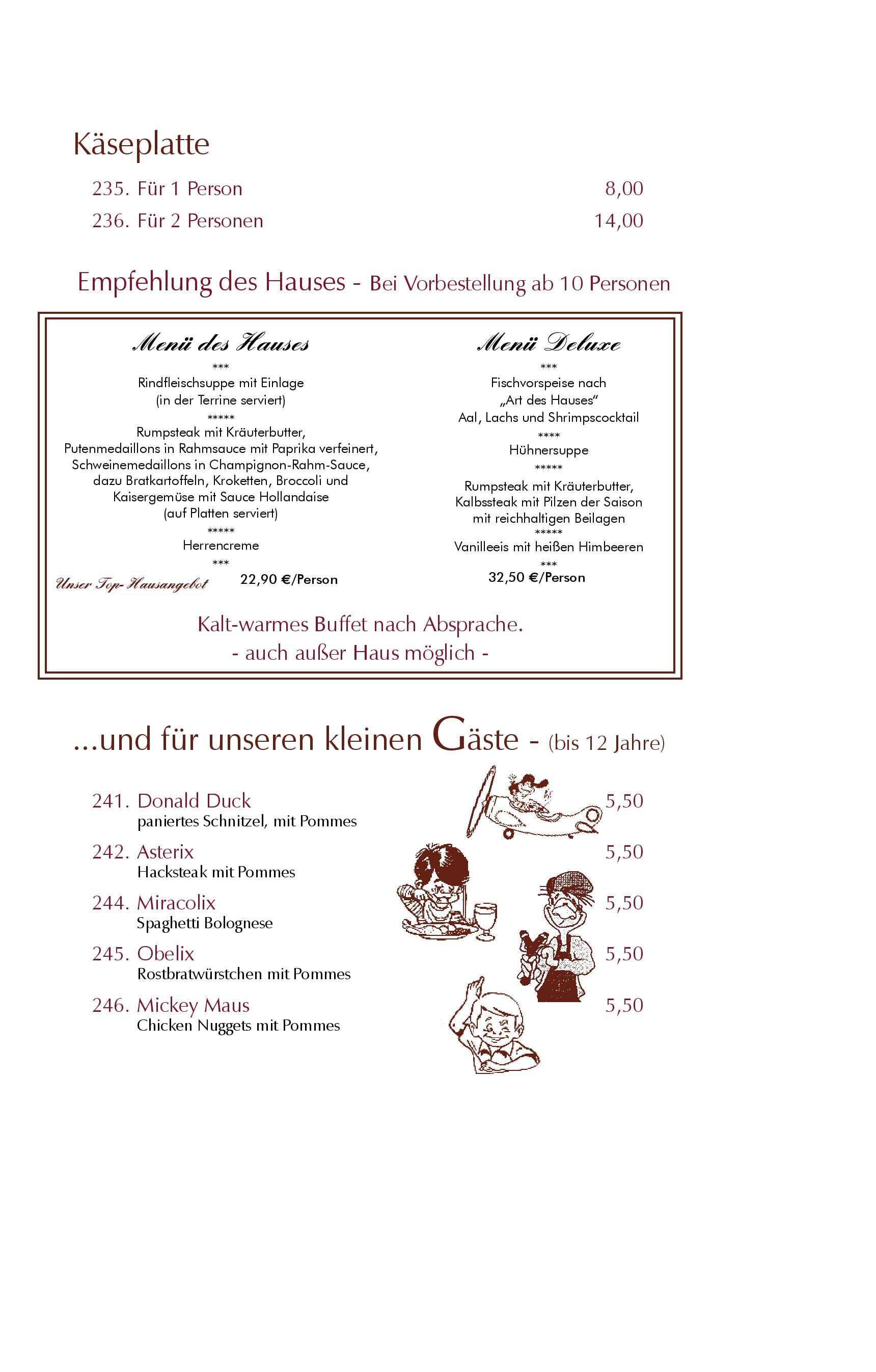 Speisekarte Restaurant im Hotel Doppeladler in Rees, Seite 10
