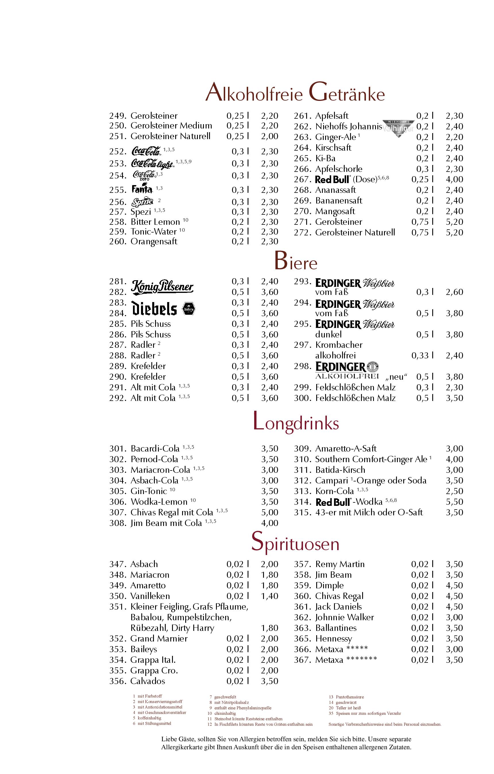 Speisekarte Restaurant im Hotel Doppeladler in Rees, Seite 11