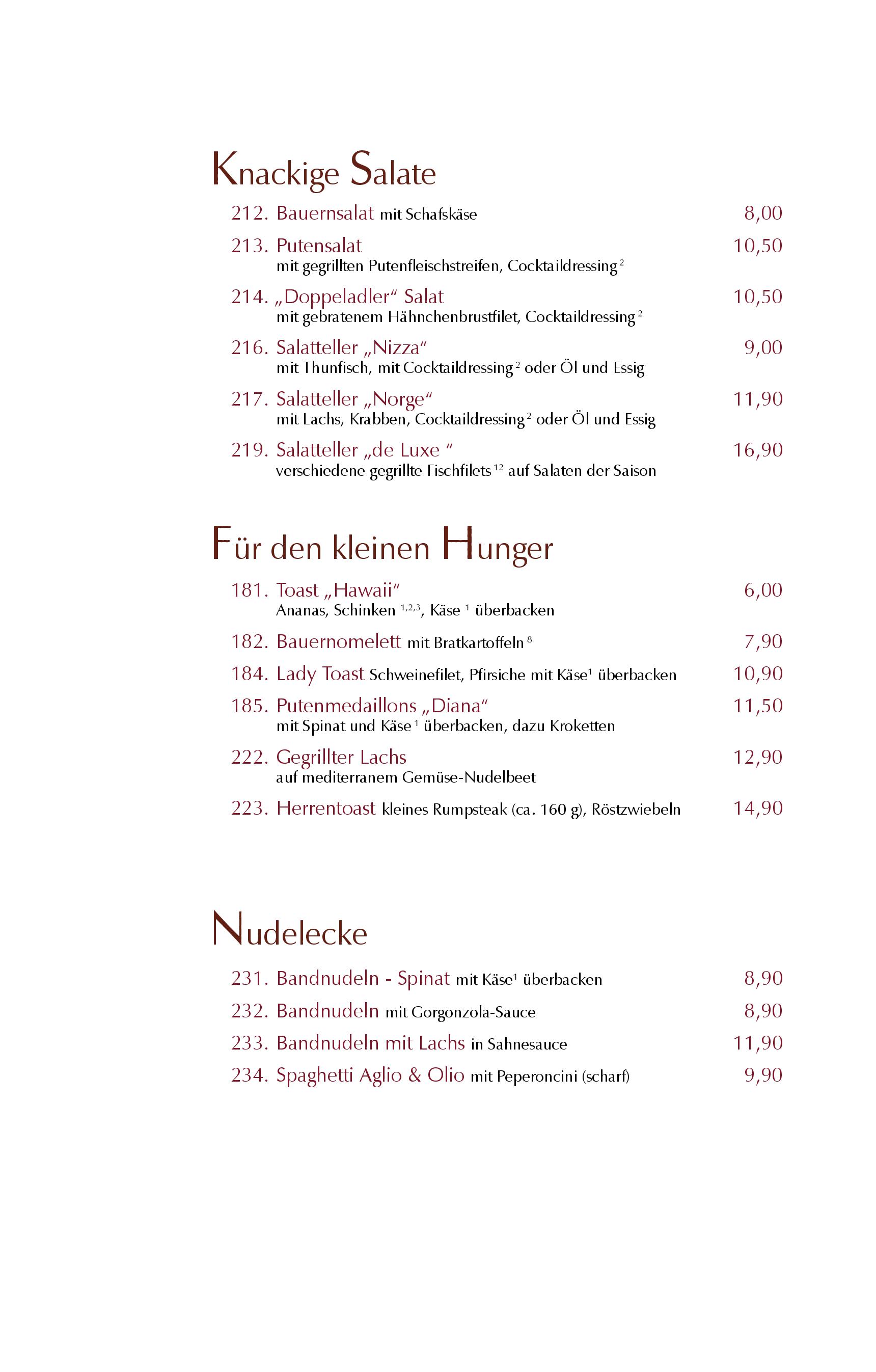 Speisekarte Restaurant im Hotel Doppeladler in Rees, Seite 9
