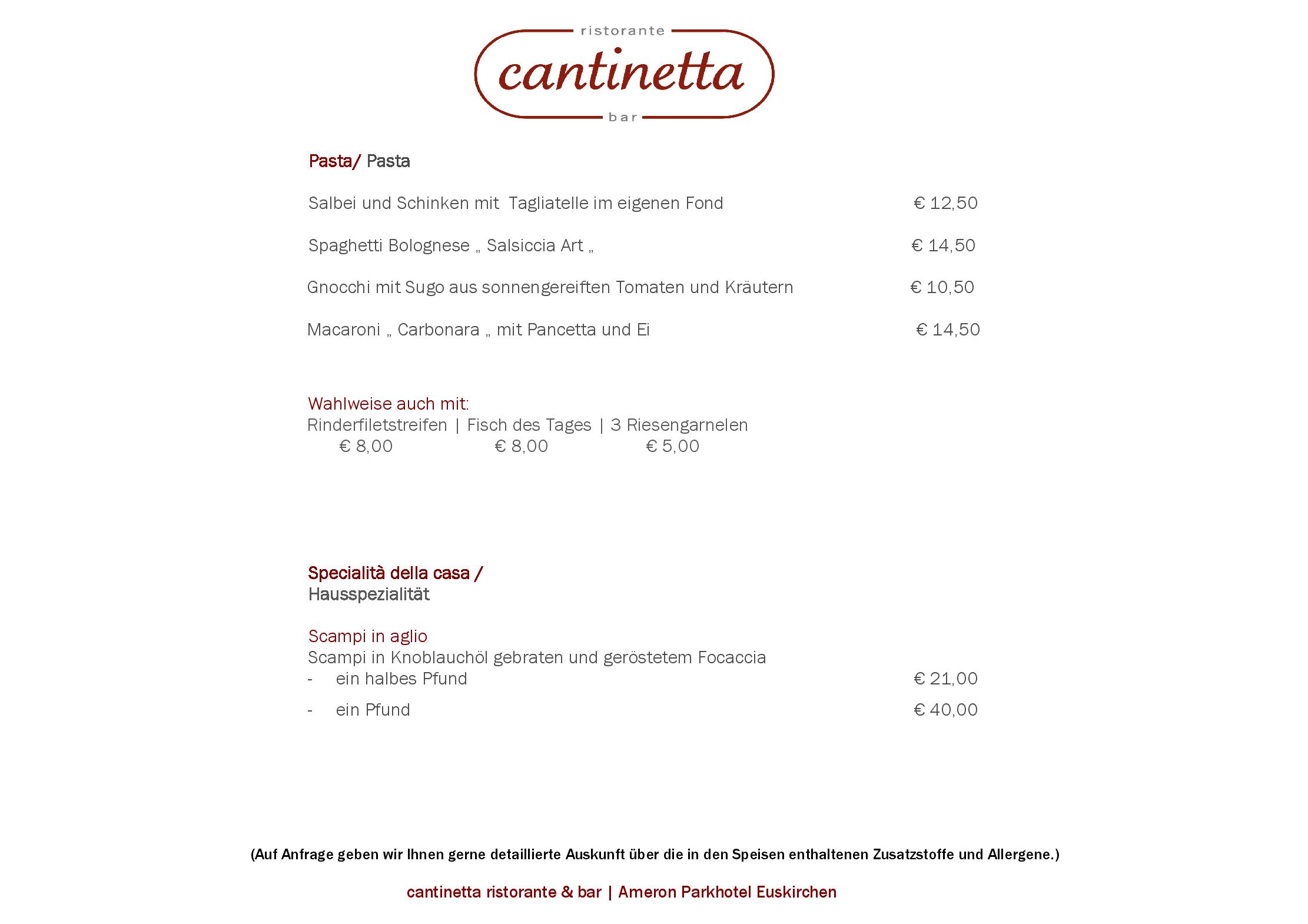 Speisekarte Cantinetta in Euskirchen, Seite 3