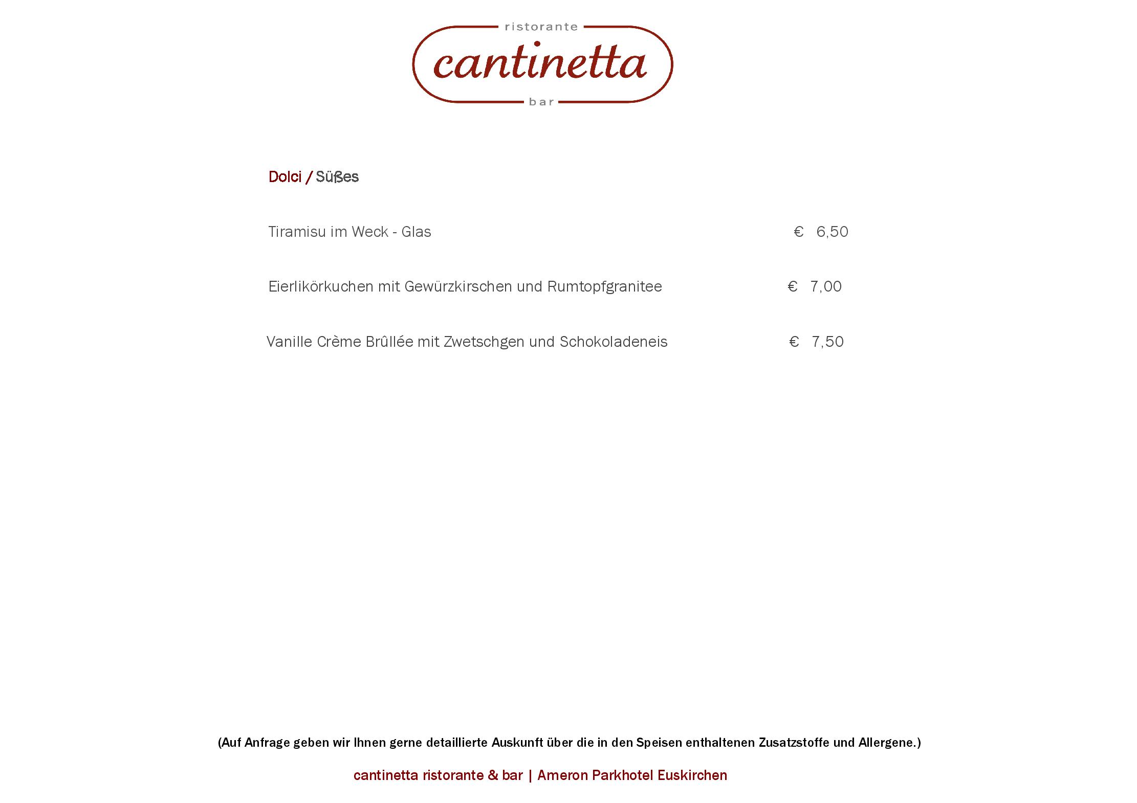 Speisekarte Cantinetta in Euskirchen, Seite 5