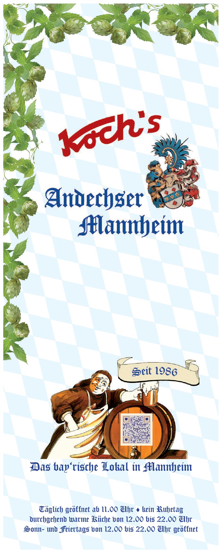 Speisekarte Andechser Mannheim in Mannheim, Seite 1
