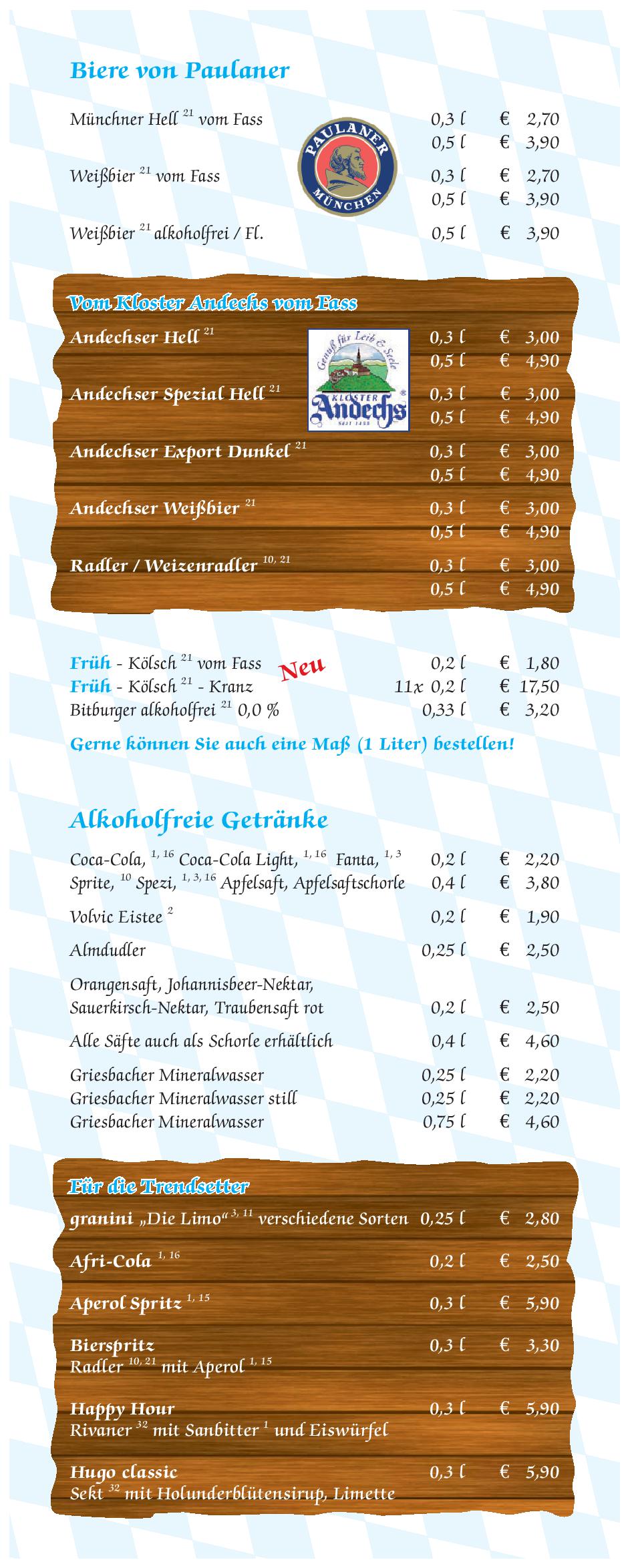 Speisekarte Andechser Mannheim in Mannheim, Seite 2