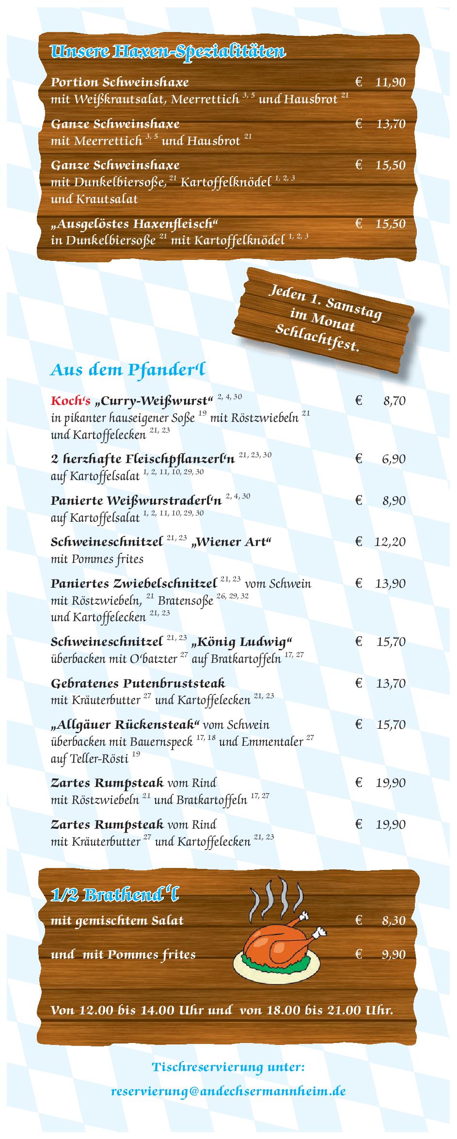 Speisekarte Andechser Mannheim in Mannheim, Seite 5