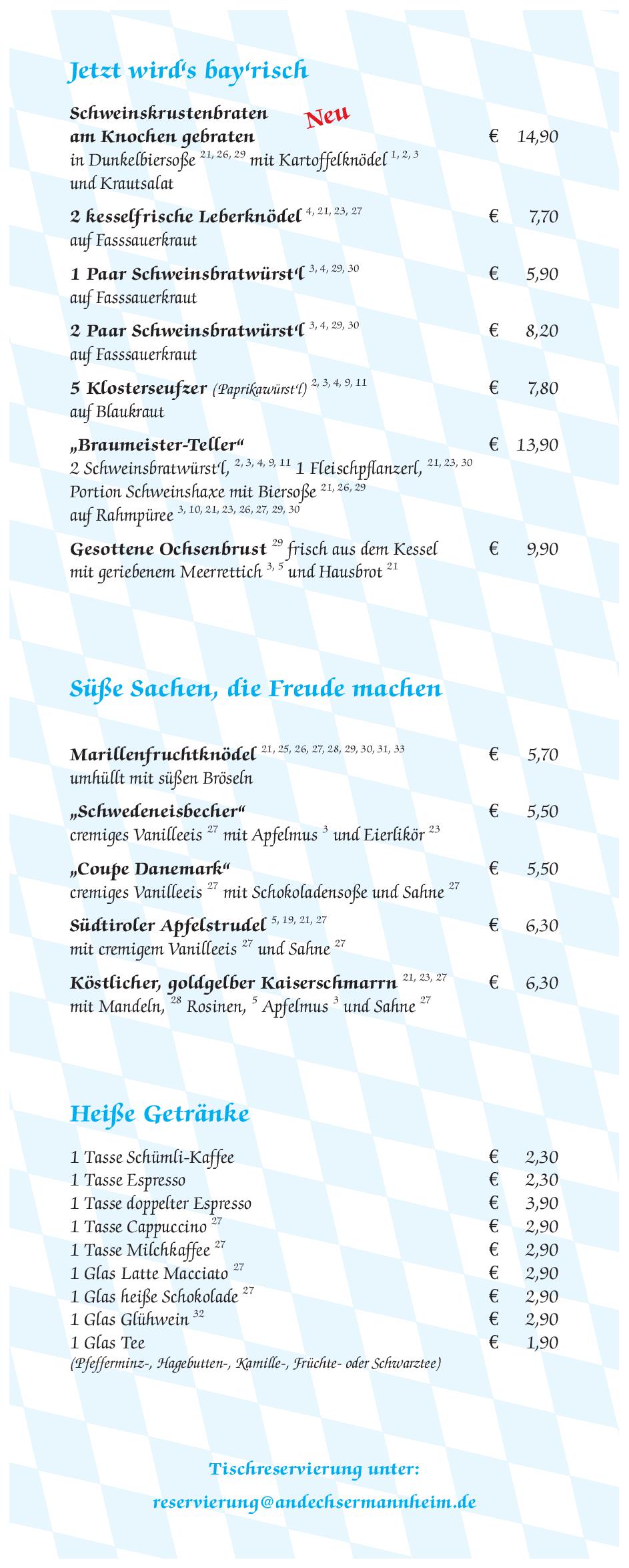 Speisekarte Andechser Mannheim in Mannheim, Seite 7