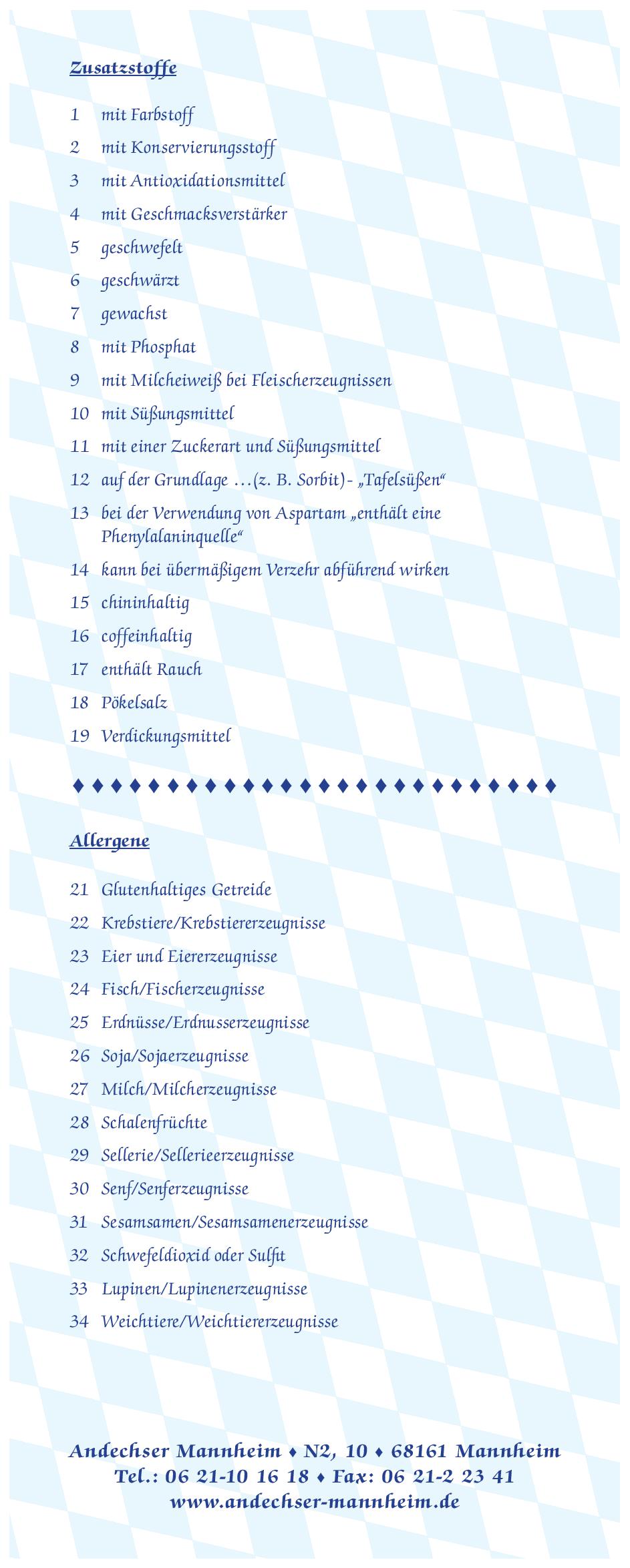 Speisekarte Andechser Mannheim in Mannheim, Seite 8