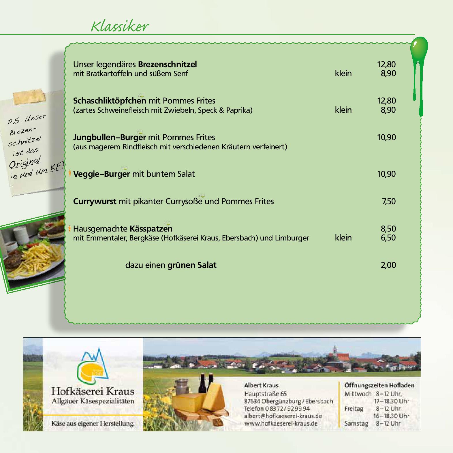 Speisekarte Gifthütte in Kaufbeuren, Seite 10