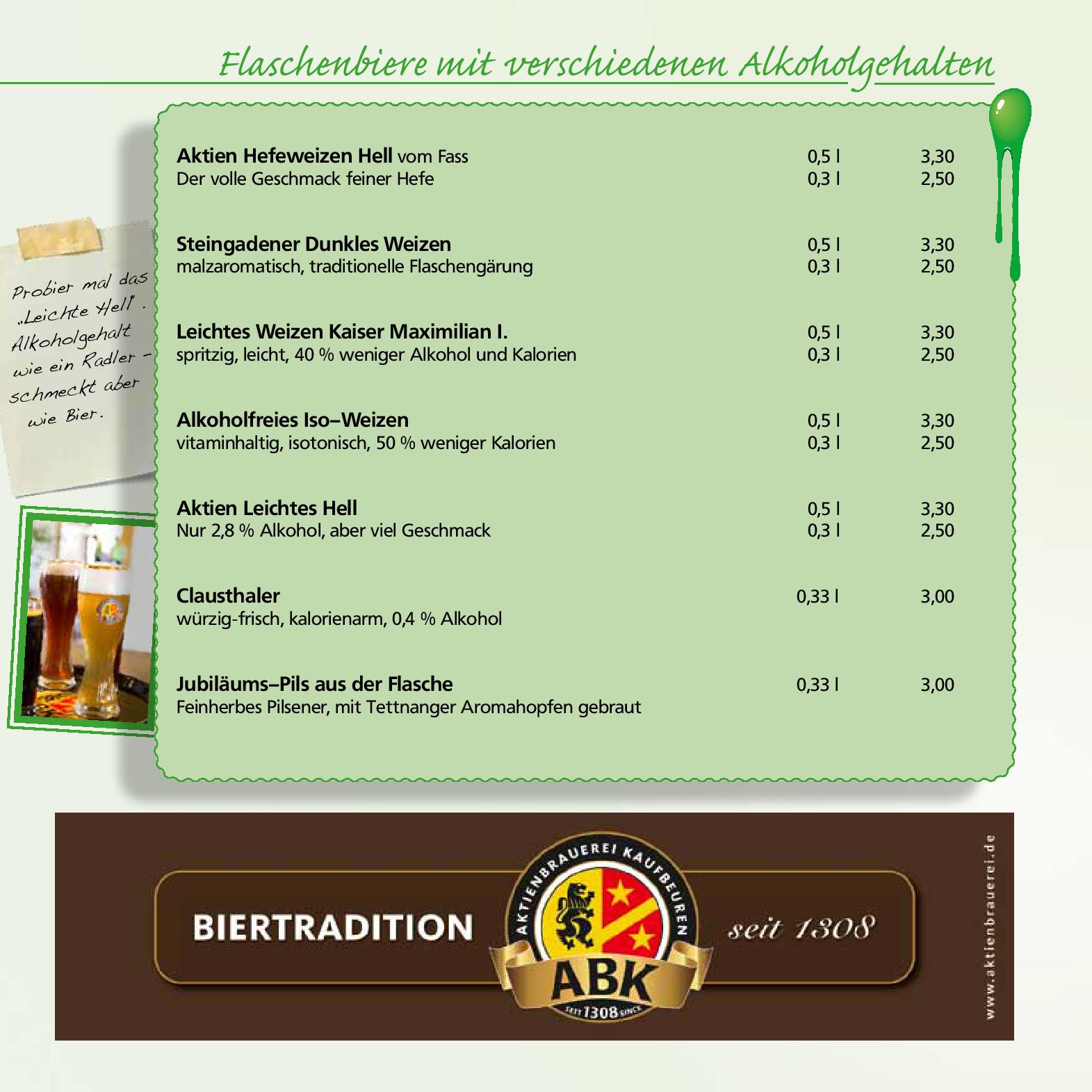 Speisekarte Gifthütte in Kaufbeuren, Seite 14