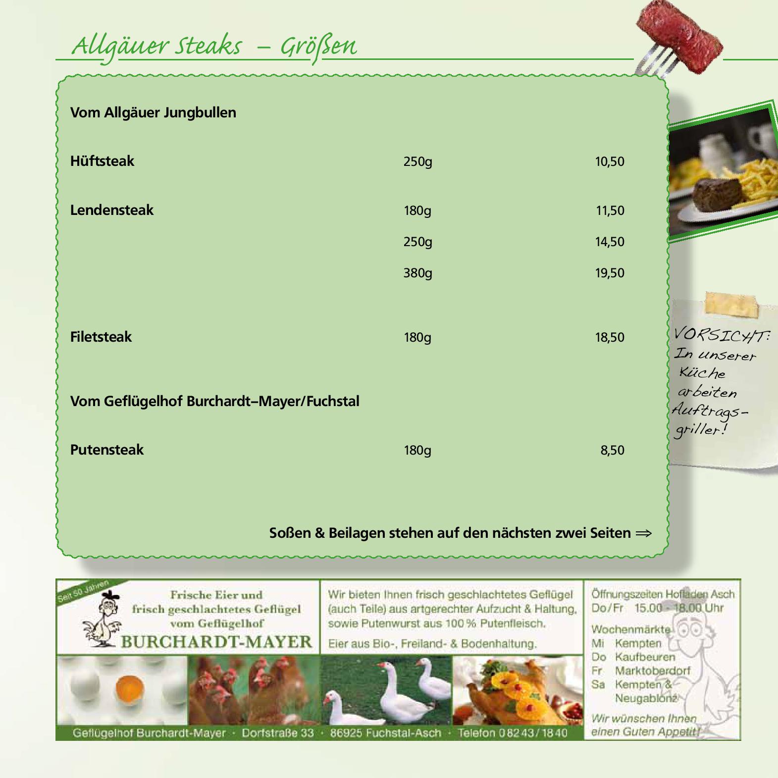 Speisekarte Gifthütte in Kaufbeuren, Seite 7