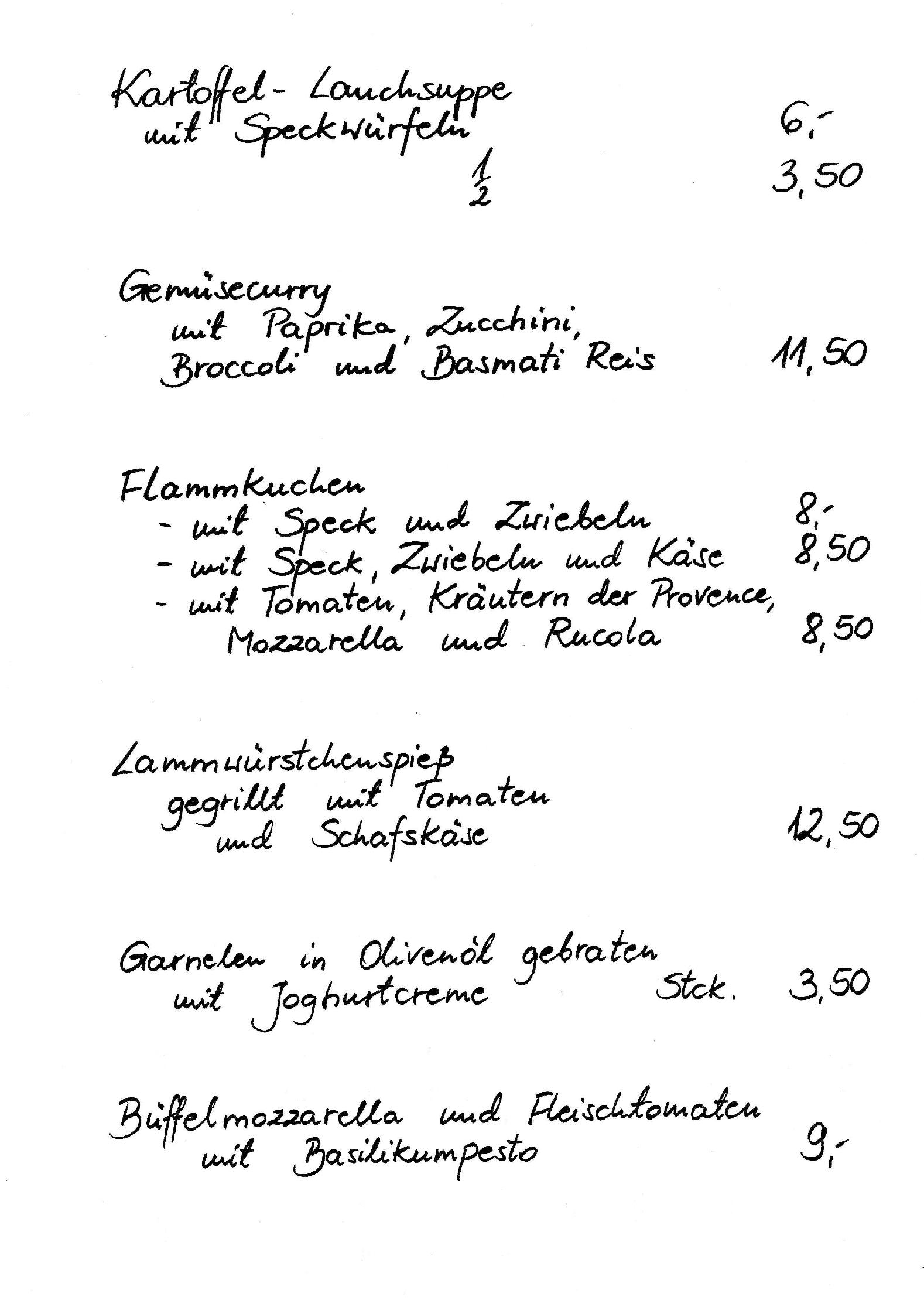 Speisekarte Weyers Restaurant in Berlin, Seite 1