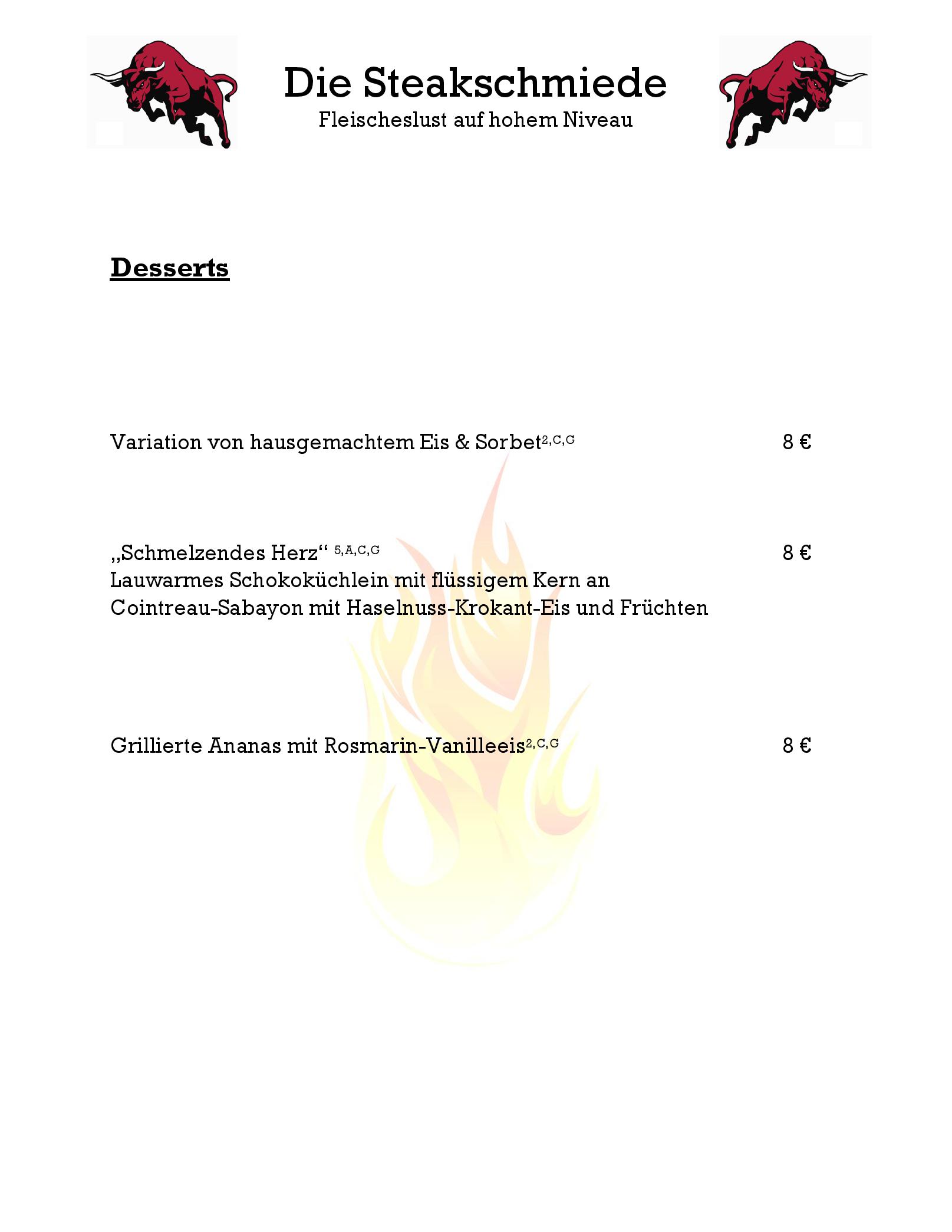 Speisekarte Steakschmiede in Riegelsberg, Seite 4