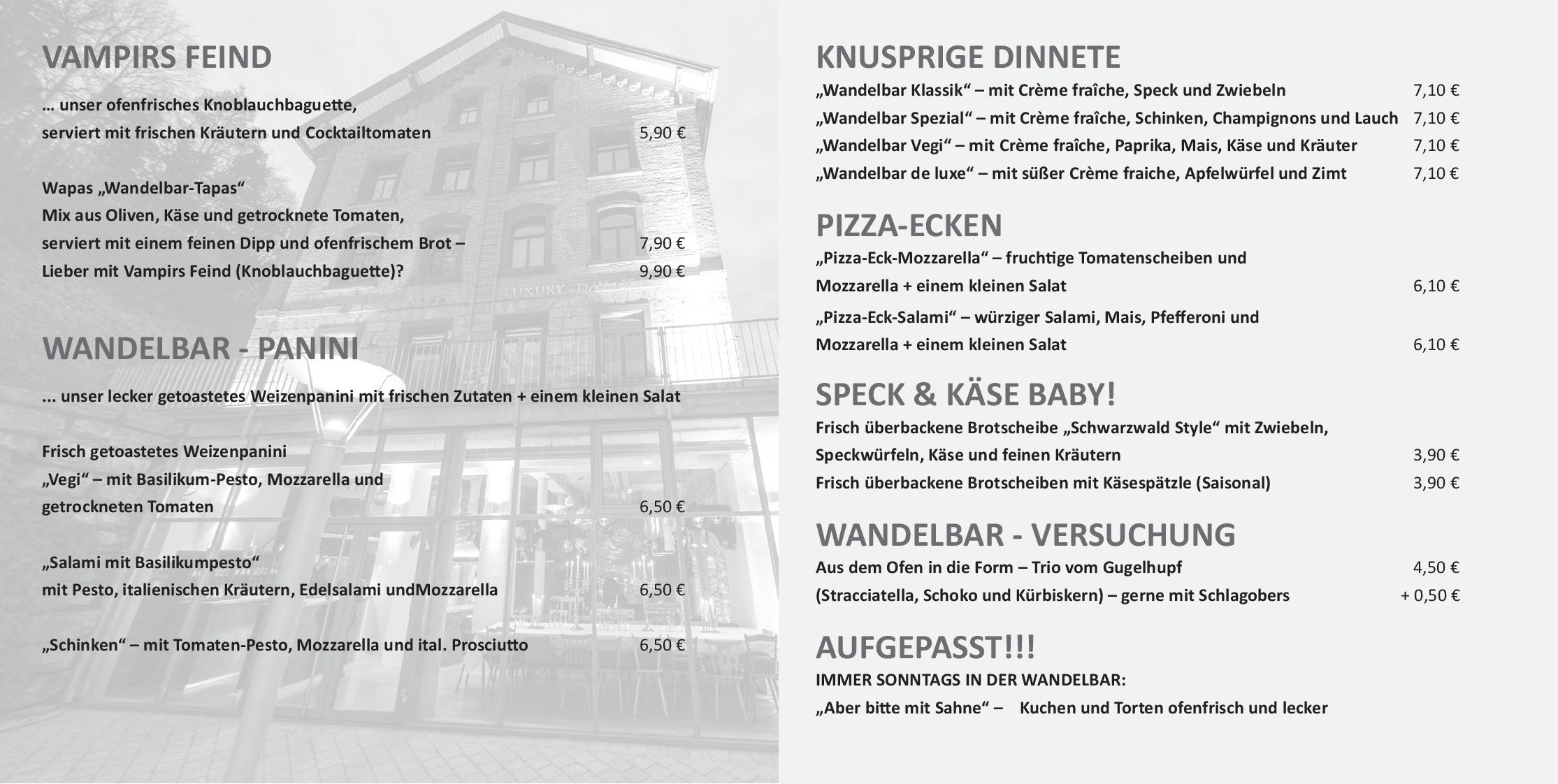 Speisekarte Wandelbar in Rottweil, Seite 2