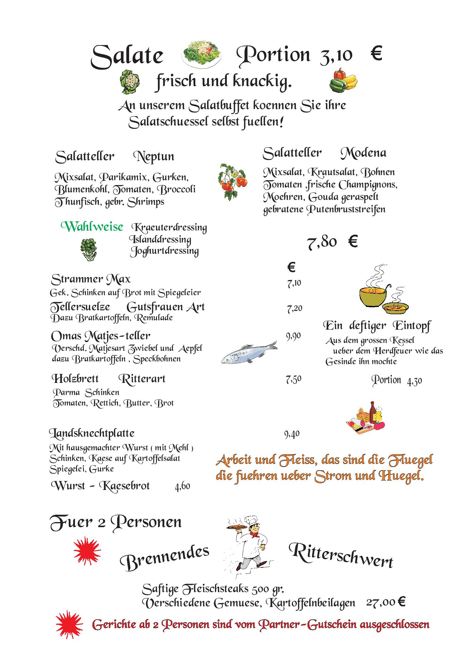 Speisekarte Altes Gasthaus Luig in Warstein, Seite 16