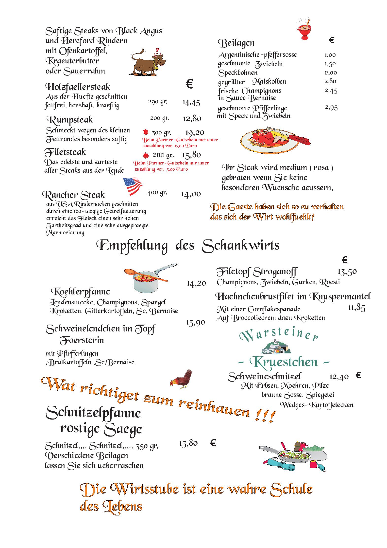 Speisekarte Altes Gasthaus Luig in Warstein, Seite 18