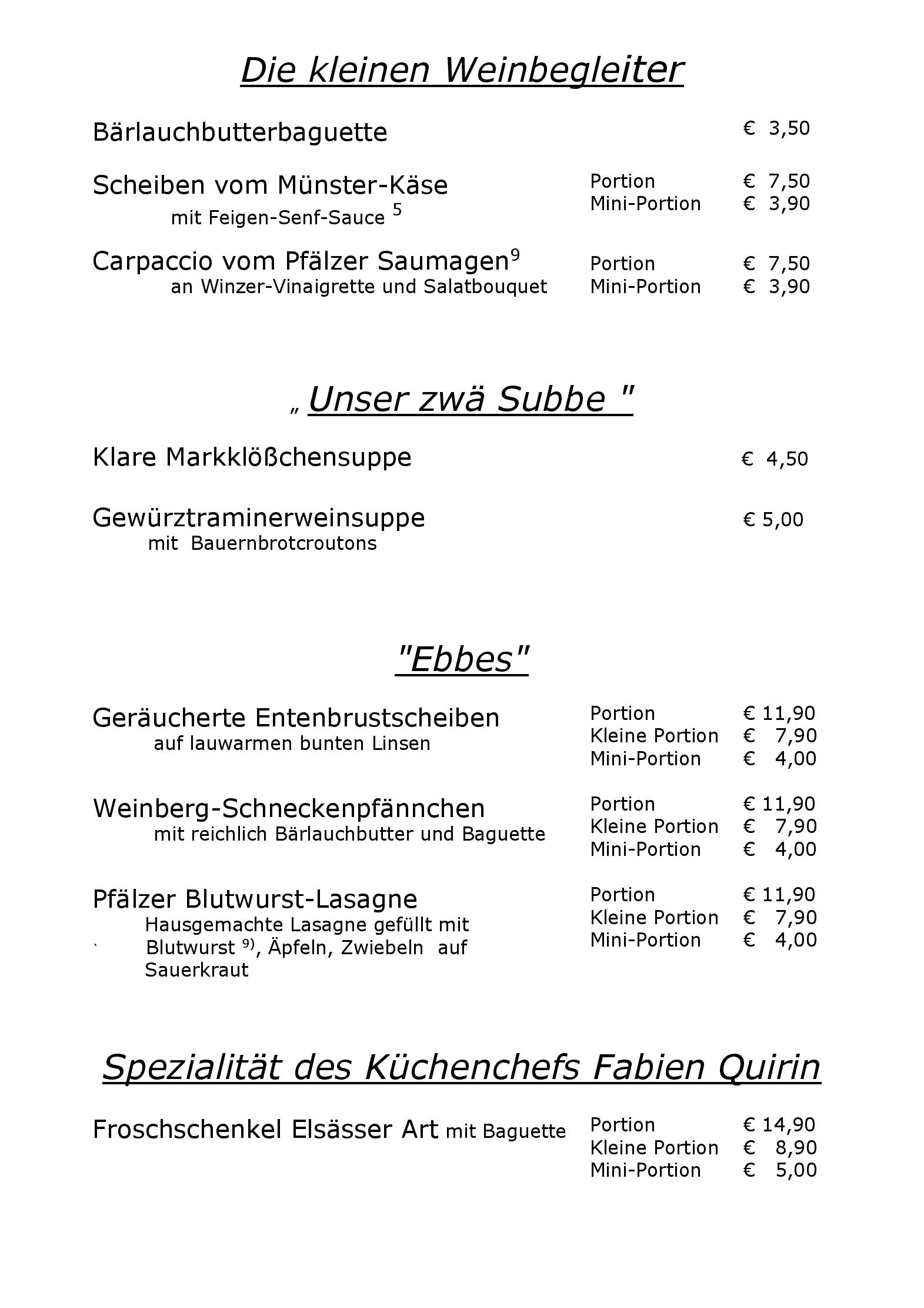Speisekarte Burrweiler Mühle in Burrweiler, Seite 6