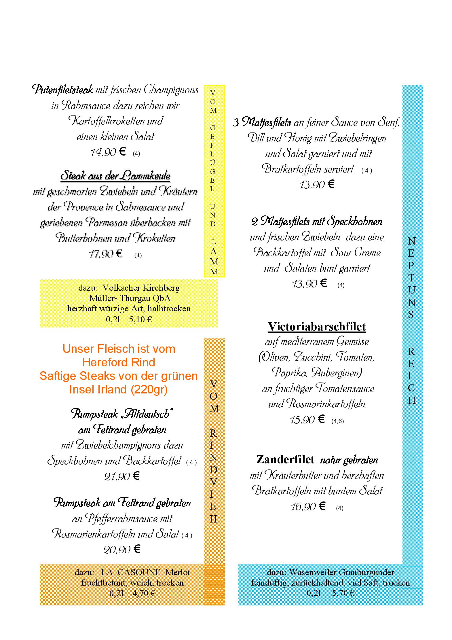 Speisekarte Waldwirtschaft Alter Kanal in Celle, Seite 5