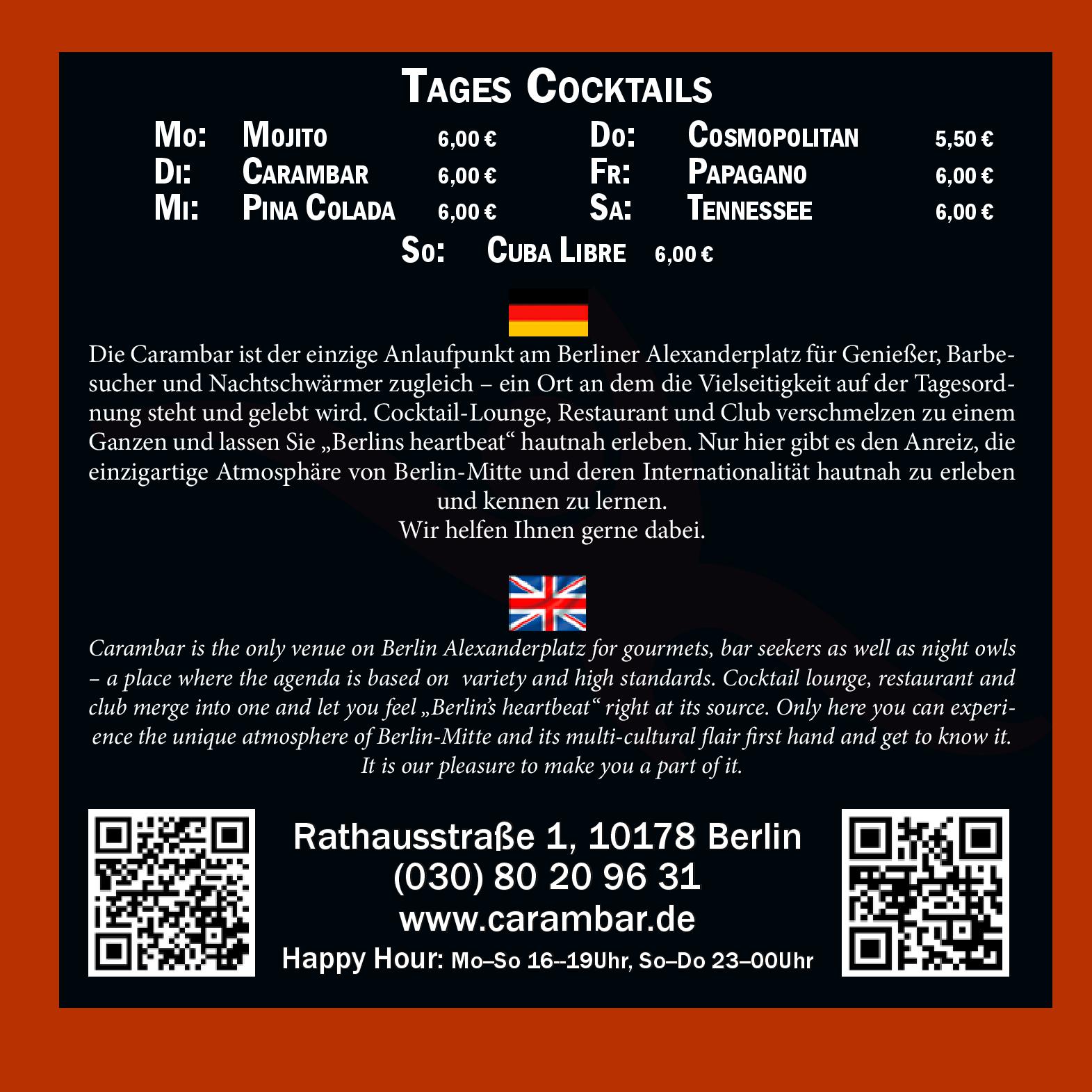 Speisekarte Carambar in Berlin, Seite 14