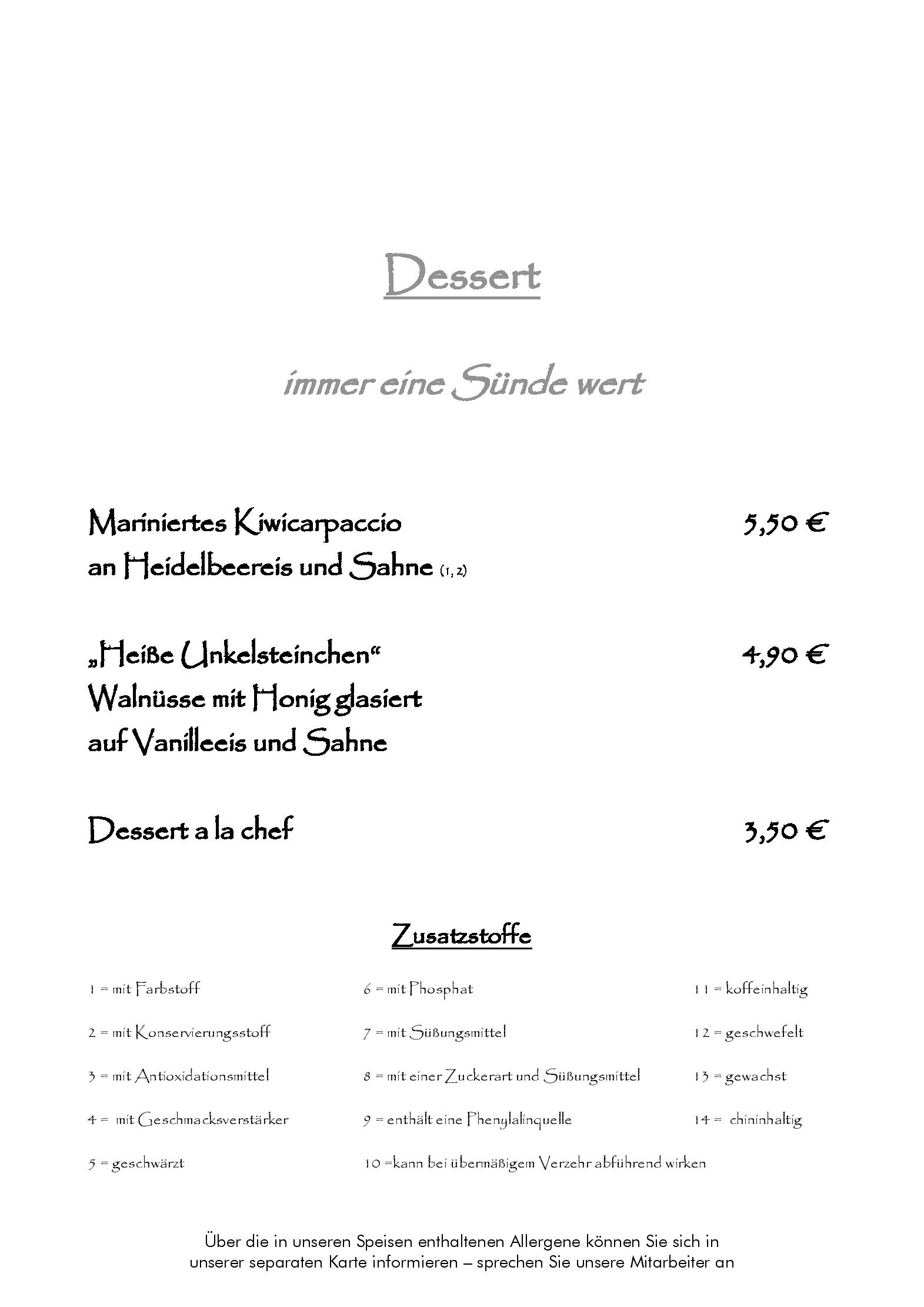 Speisekarte Am Unkelstein im Ringhotel Haus Oberwinter in Remagen, Seite 5