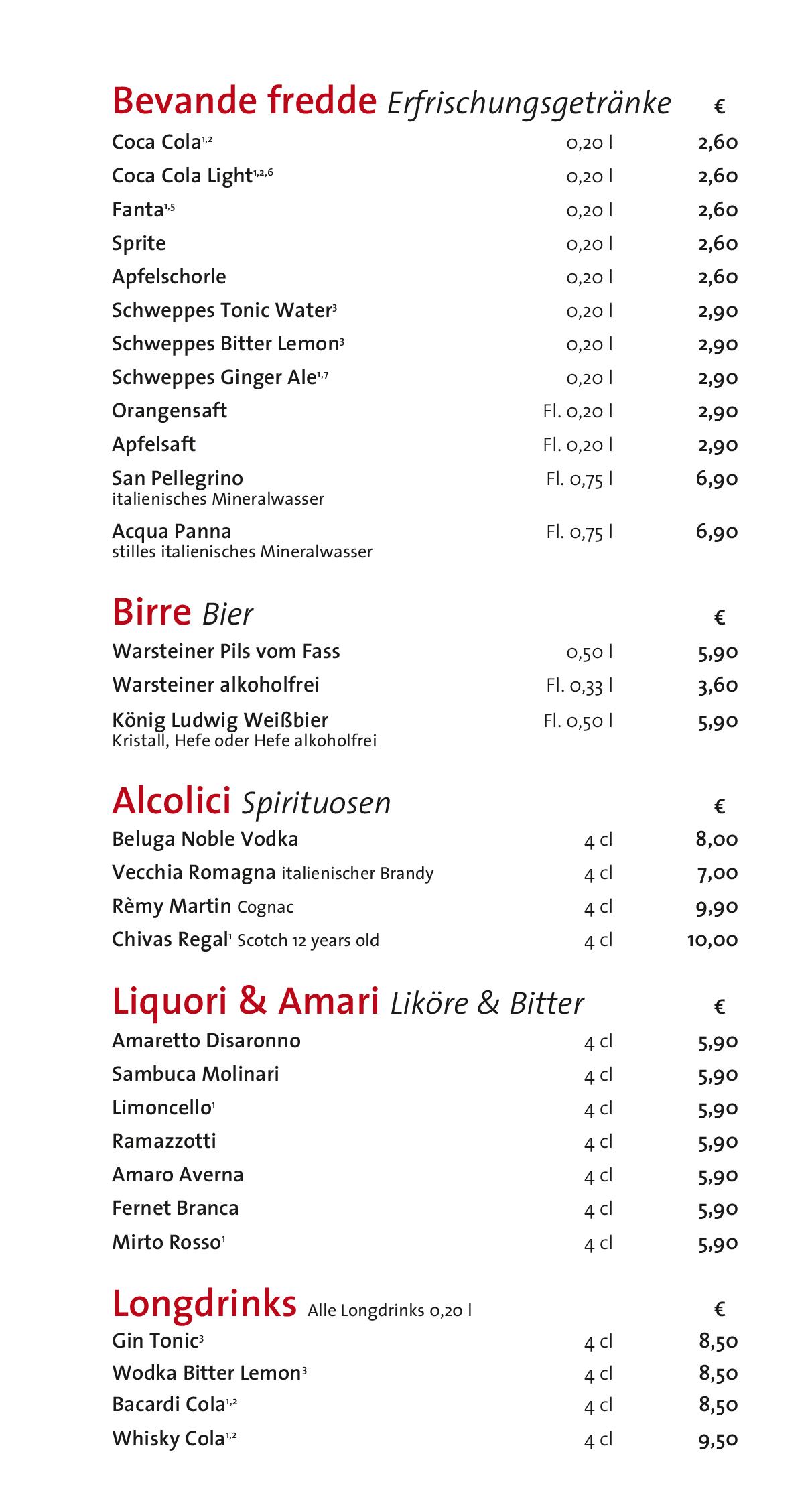 Speisekarte Pane e Vino in Berlin, Seite 5