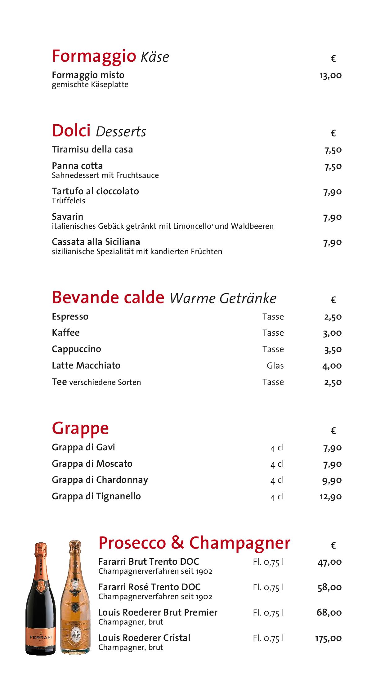Speisekarte Pane e Vino in Berlin, Seite 16