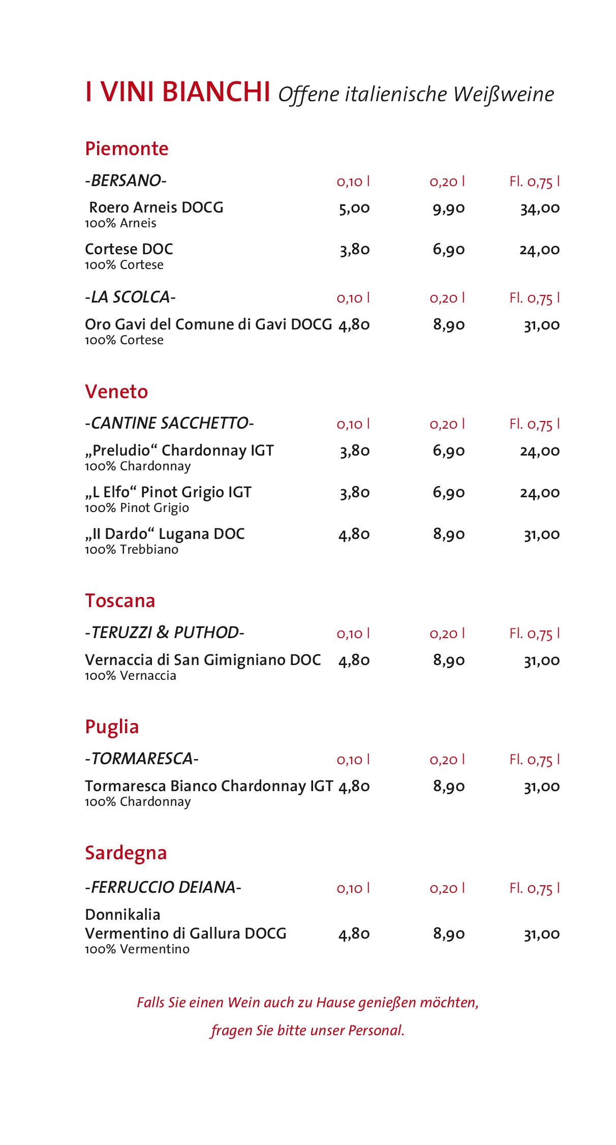 Speisekarte Pane e Vino in Berlin, Seite 18