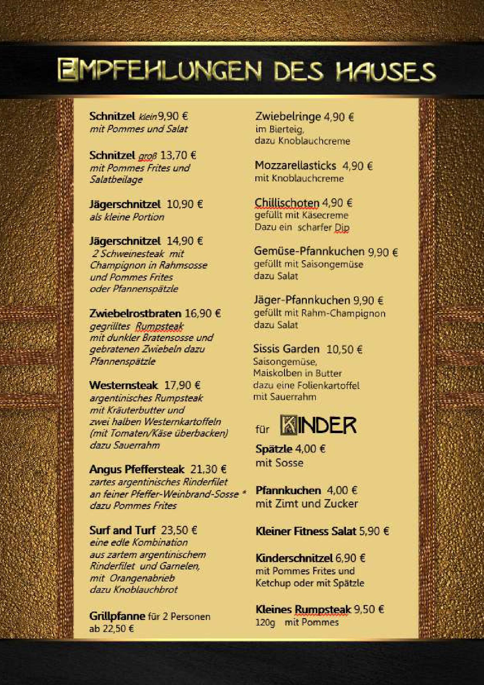 Speisekarte Steakhaus Füssen in Füssen, Seite 4