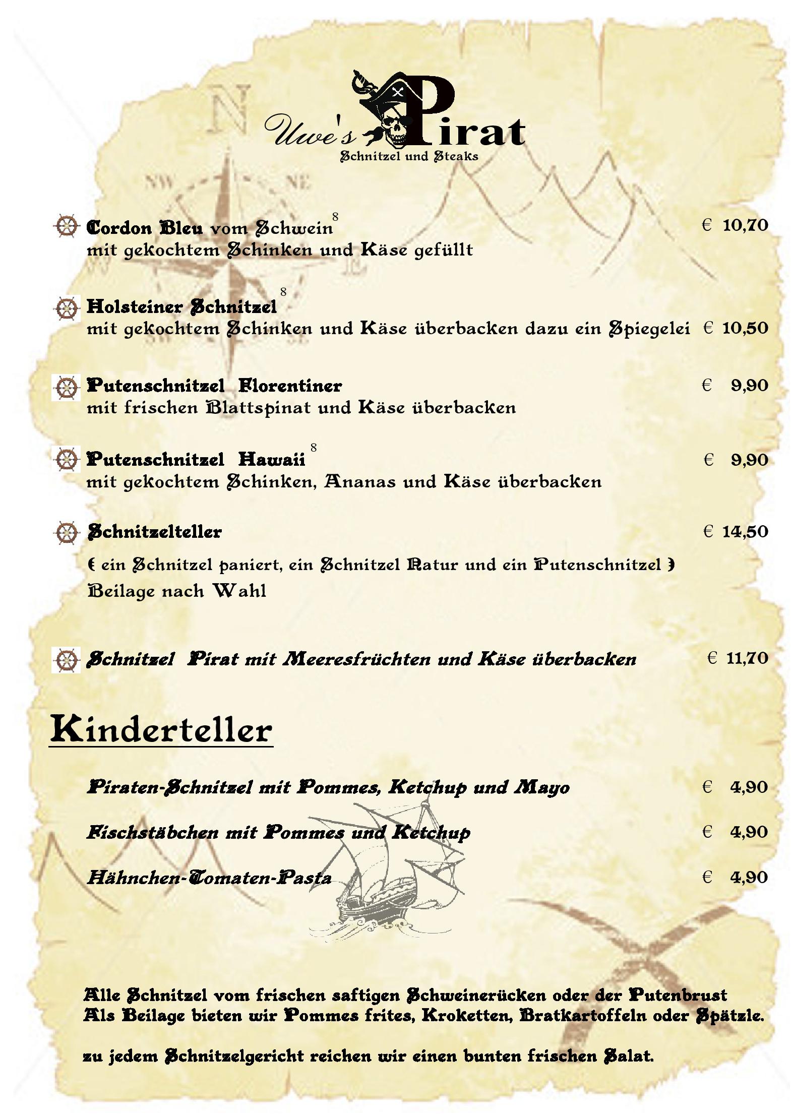 Speisekarte Uwes Pirat in Pforzheim, Seite 3