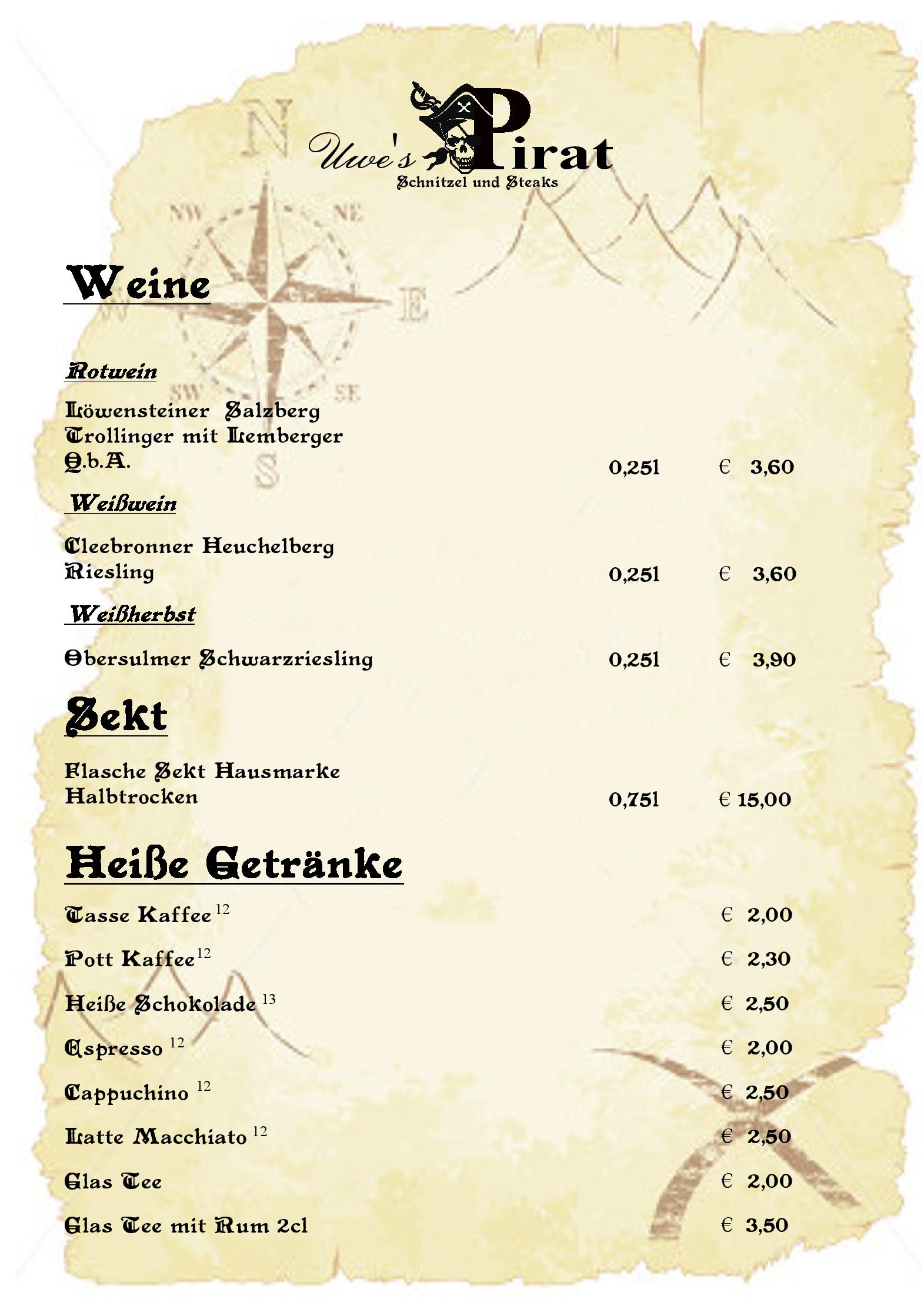 Speisekarte Uwes Pirat in Pforzheim, Seite 16