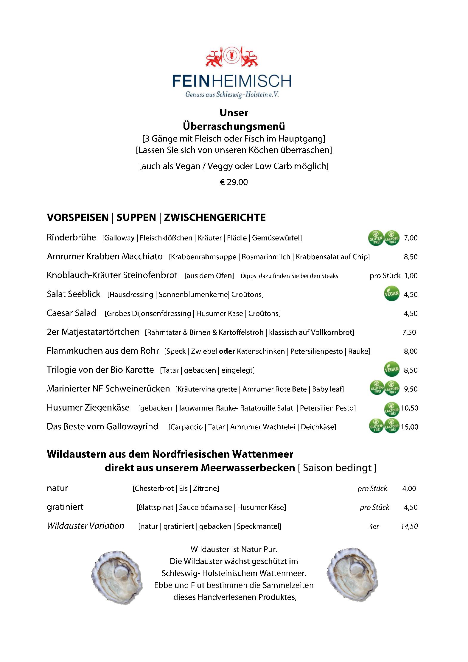 Speisekarte Seeblick **** Genuss und Spa Resort Amrum in Norddorf, Seite 2
