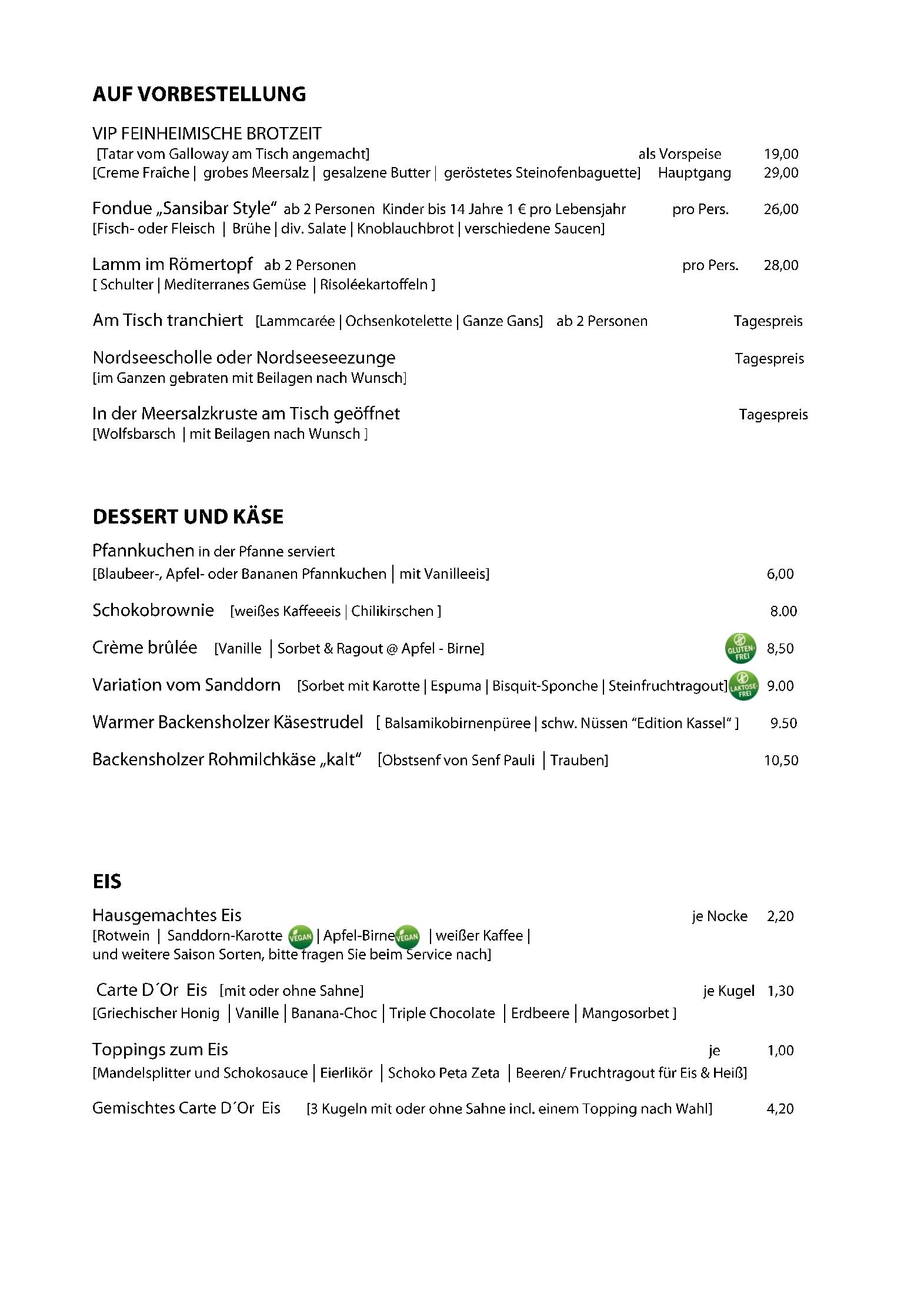 Speisekarte Seeblick **** Genuss und Spa Resort Amrum in Norddorf, Seite 4